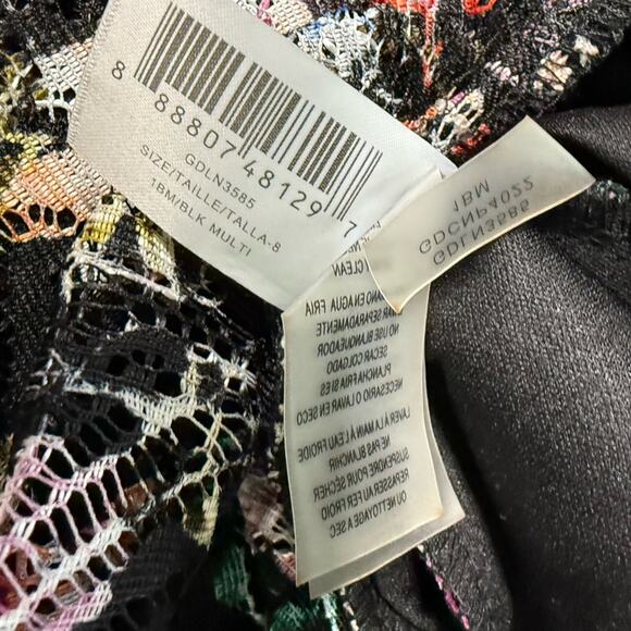 GUESS Off-The-Shoulder Lace Midi Dress Black Multi Floral Women’s NWT - Picture 6 of 10